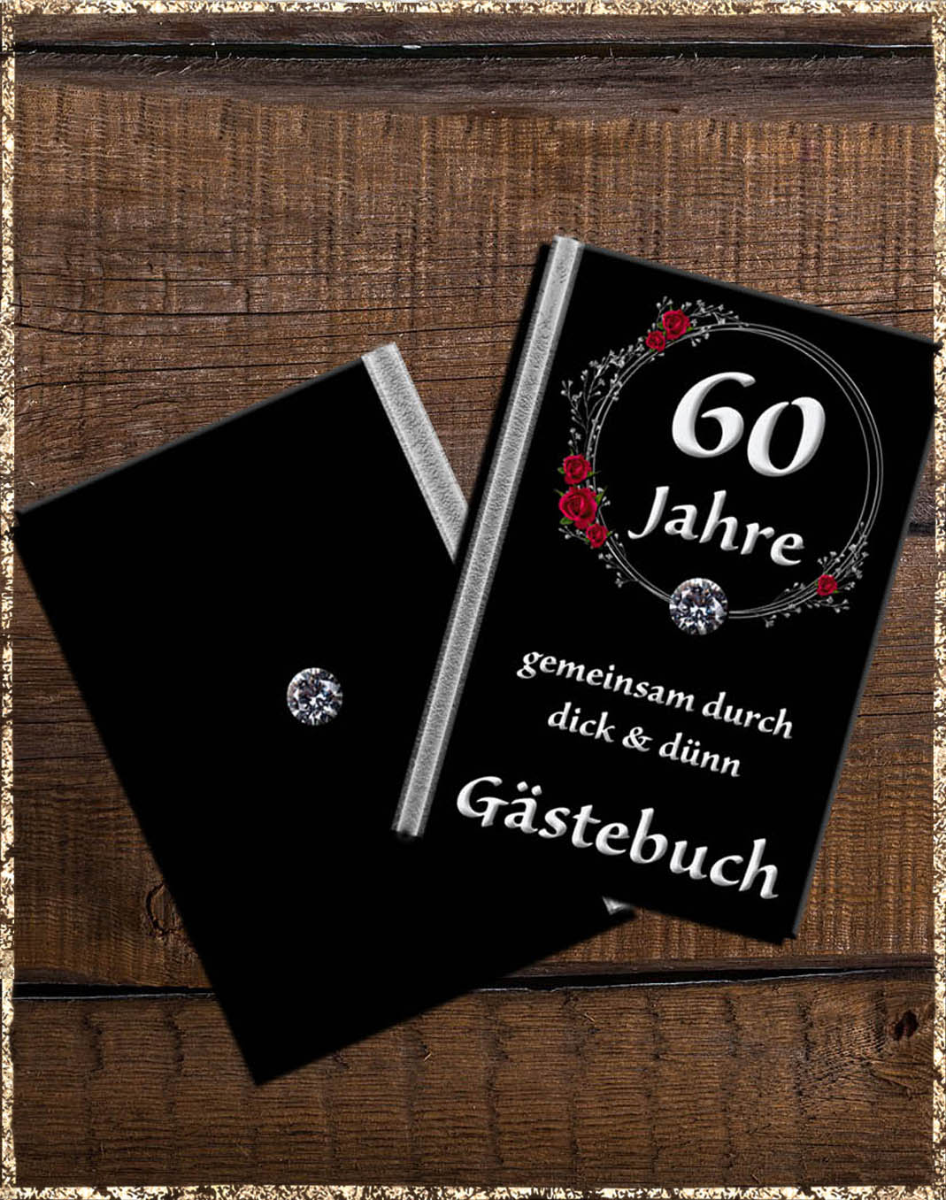 60 Jahre - diamantene Hochzeit - Gästebuch Rosenring